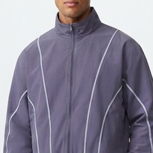 Custom <b>Men's</b> <b>Purple</b> Tracksuit Set Full Sleeve Stand Collar Breathable Casual Autumn Wear Solid Color Side Pockets Elastic Waist - Product Image 6