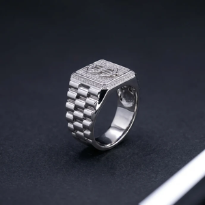 Bague signet en argent sterling avec motif dollar pavé de zircone cubique, bijou tendance pour homme, cadeau de mode - Product Image 2