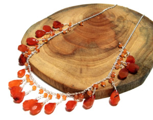 Collier bohème en pierres de cornaline naturelle, perles, argent sterling 925, fait main, bijou statement pour femme, cadeau - Product Image 3