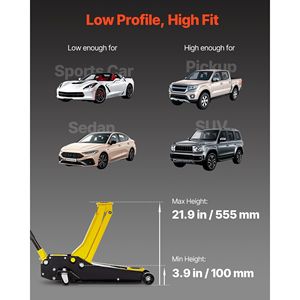 Martinetto idraulico da officina in acciaio da 4 tonnellate (8818 libbre) a basso profilo con doppio pistone e sollevamento rapido, con carrello - Product Image 3