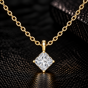 Pendentif en diamant de laboratoire taille princesse, collier solitaire en or massif 14 carats, 0,50-2,00 carats, DEF VVS, certifié IGI, bijoux classiques ODM - Product Image 1