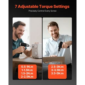 Set Cacciavite Cordless 32 Pezzi con Batteria 2500mAh, 7 Impostazioni di Coppia (0.5-5 N.m), Display Digitale, Opzioni 3.7V e 12V - Product Image 3