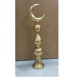 Minaret de mosquée en métal plaqué or, couleur laiton, pièce maîtresse d'architecture islamique, forme personnalisée pour l'exposition en mosquée - Product Image 4