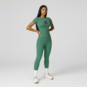 Wholesale Solid <b>Pattern</b> Women's High Waist Quick Dry Yoga <b>Leggings</b> Customizable OME Service with Elastic Waist Closure Pant - Product Image 1