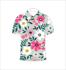 Mens Pink <b>Garden</b> Floral Print Polo <b>Shirt</b> Summer Short Sleeve Casual Collared Button Top Breathable Lightweight Tee - Product Image 1
