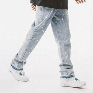 Pantalones vaqueros de mezclilla personalizados al por mayor, de corte ajustado y pintados a mano para hombre, cómodos y transpirables - Product Image 2