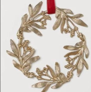 Golden Metal Wreath Ornament Round Classic Style Handmade Hanging Decoration - Product Image 1