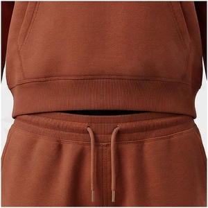 Conjunto de 2 Piezas de Sudadera con Capucha y Pantalones Deportivos de Felpa de Peso Medio 100% Algodón para Mujer, Estilo Vintage, para Otoño e Invierno - Product Image 5