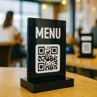 Porta Códigos QR Acrílico Negro Personalizado, Ecológico, Antioxidante, Art Deco, Portátil, Reutilizable, Letrero de Mesa Personalizado