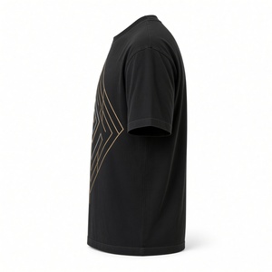 T-shirt oversize noir pour homme, imprimé loup et flammes, manches courtes, col rond, streetwear - Product Image 3