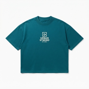 เสื้อยืดทรงหลวมแบบดรอปไหล่ ผ้าคอตตอนหนา ทรงบ็อกซี่ สำหรับผู้ชาย - Product Image 4