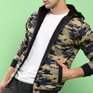Sweat-shirt polaire à capuche zippé coupe classique coupe-vent en polyester tricoté décontracté pour l'automne séchage rapide respirant avec poche - Product Image 3