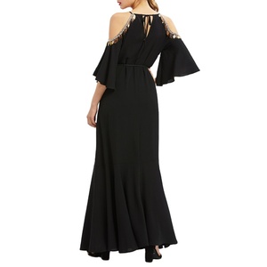 Robe longue élégante bohème pour femme, collection 2023, en mousseline imprimée avec broderies, coupe droite, sexy et de haute qualité - Product Image 3