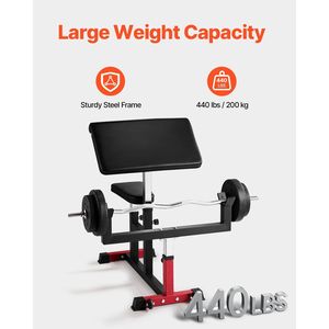 Banc de musculation Preacher Curl pour la maison, équipement de gym avec une capacité de charge maximale de 440 LBS, idéal pour l'entraînement des biceps assis, des bras isolés, avec barre et haltères - Product Image 4