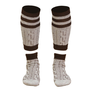 Knee High <b>Socks</b> Brown White Striped Knitted Breathable Cotton Bamboo Fiber for Adults Casual Winter Use - Product Image 2