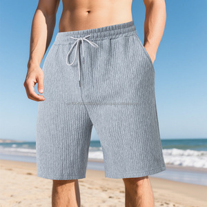 OEM logotipo personalizado bordado impreso diseño de los hombres de verano casual medio ocio deportes pantalones pesados de doble línea liso teñido sólido - Product Image 5