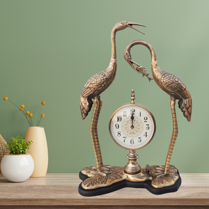 Elegante Reloj de Cuarzo de Latón con Diseño Único de Dos Grúas, Reloj Decorativo de Mesa, Reloj de Lujo para Decoración de Hogar, Oficina y Sala de Estar - Product Image 1