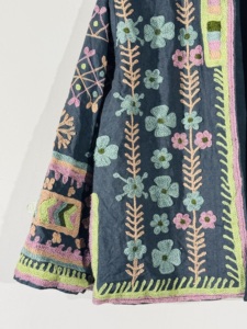 <b>Black</b> Floral Embroidered Suzani Jacket – Handmade Boho <b>Coat</b>, Artisan Festival Outerwear for unisex - Product Image 2