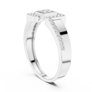 Bague de luxe en alliage plaqué or 14 carats, design géométrique pavé de diamants, motif carré en grappe, en argent sterling 925 et moissanite pour femme - Product Image 4