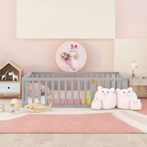 Letto a giorno in legno grigio a grandezza naturale con recinzione per bambini (vecchio SKU WF289662AAE) - Product Image 2