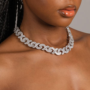 Dazzling 12MM <b>Iced</b> <b>Out</b> Infinity Necklace Baguette Diamond Hip Hop <b>Chain</b> Custom Size Gift for Her in Silver Moissanite Diamond - Product Image 2