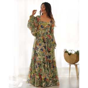 Sunaina Pista Colorful Floral Vestido Digital Impreso Faux Georgette DKB-267 - Product Image 5