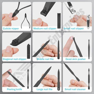 Coupe-ongles professionnel ensemble de pédicure outils pour ongles étui luxueux ensemble de manucure noir 31 pièces Kit de coupe-ongles de soins personnels - Product Image 2