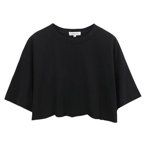 High Quality Summer Female Casual Short Sleeve Plain Blank Crop <b>Top</b> 100% Cotton 250gsm Heavyweight Oversized Women's T-shirt - Product Image 1