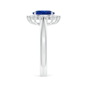 Anillo de Compromiso de Oro Sólido de 14K con Zafiro Azul Natural de Corte Ovalado, Halo Ornamentado con Diamantes de Varias Formas, Diseño Único, Anillos de Oro Hechos a Mano - Product Image 4