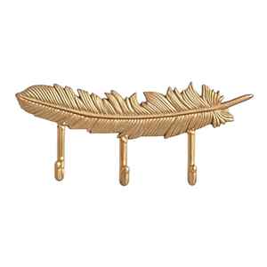 Rail de suspension élégant en fer finition dorée en forme de feuille, multifonctionnel pour organisateur latéral et extérieur - Product Image 1