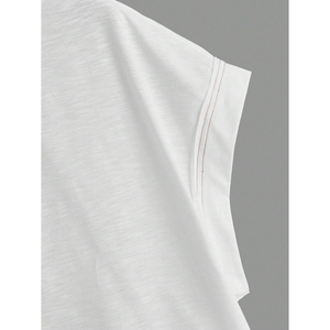 Camiseta Deportiva de Mujer, Blanca, de Color Sólido, con Mangas Cruzadas, Corte Recortado, Tejida, Transpirable, Asimétrica, Holgada, para Primavera/Verano - Product Image 5