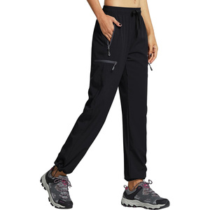 Pantalon de randonnée pour femme à séchage rapide et résistant à l'eau - Taille élastique Tex, poches zippées, coupe régulière, long, imprimé, pour l'été et les activités de plein air - Product Image 1