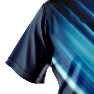 T-shirt de course unisexe à manches courtes, imprimé par sublimation, séchage rapide, en Spandex/Nylon, bleu uni, imperméable, anti-UV, col montant - Product Image 5