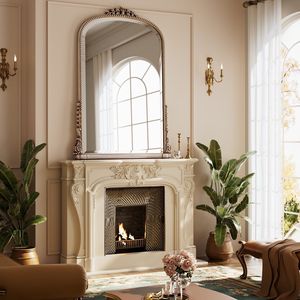 Specchio da parete decorativo vintage arcuato 40"x28" in argento anticato - Product Image 4