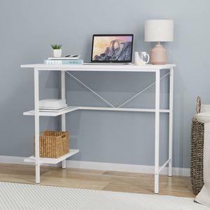 Escritorio Plegable Ajustable Pierce de 30 Pulgadas de Alto, Madera MDF Blanca, Diseño Moderno y Simple para Oficina en Casa - Product Image 4