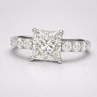 Bague en platine avec diamants de laboratoire de 5,00 carats taille princesse, certifiée IGI, pour femme, étincelante, de qualité supérieure, pour mariage ou anniversaire