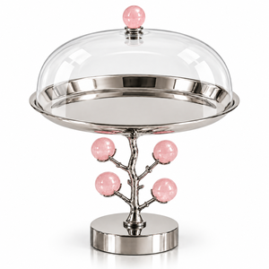 Plateau à chocolat décoratif martelé avec dôme transparent pour restaurants, hôtels et mariages – Tailles et couleurs personnalisées disponibles - Product Image 2