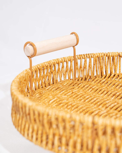 Juego de Cestas de Bambú y Ratán, Cestas Rectangulares y Redondas con Asas de Madera, 2 Piezas Naturales, Perfectas para Servir Frutas - Product Image 4