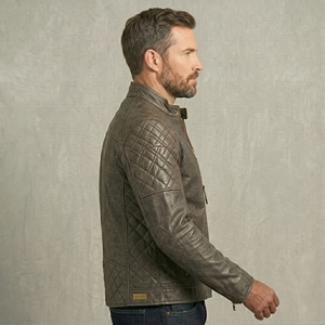 Nouveautés : Blousons motards décontractés pour hommes à col montant en cuir d'agneau véritable avec fermeture éclair et quatre poches pour l'hiver 2026 - Product Image 3