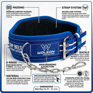 Durable Nylon Dip <b>Belt</b> with Steel Chain for Fitness Strength Training and Calisthenics <b>Exercises</b> Top Trending <b>Belt</b>. - Product Image 4