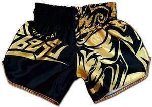 Pantalones cortos de Muay Thai para hombre, estampado de flor de loto satinado, cintura elástica, entrenamiento, gimnasio, kickboxing, ligeros, para hombre - Product Image 5