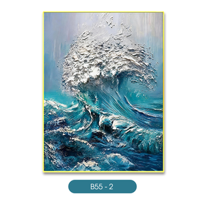 Peinture murale abstraite de vagues de mer HALO Luxury, art mural texturé 3D, décoration intérieure, fabricant vietnamien OEM ODM - Product Image 1