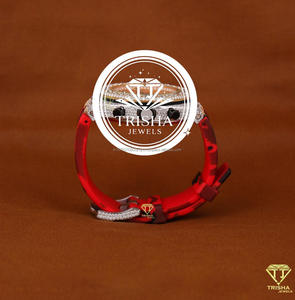 Reloj de Diseño con Incrustaciones de Diamantes, Correa de Camuflaje Roja, Bisel de Diamantes, Reloj de Pulsera de Cuarzo de Lujo - Product Image 6
