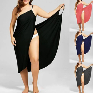Robe portefeuille élégante pour femme, unie, à manches courtes, mi-longue, avec devant portefeuille, taille haute, jupe fluide, en tissu léger et confortable - Product Image 5