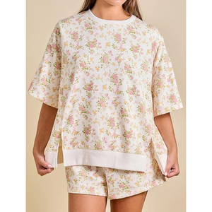 Conjunto de Shorts con Estampado Floral Moderno, Ropa Juvenil para Club, Estilo Académico, Sudadera de Algodón Suave y Shorts, Conjunto de Ropa Informal para Mujer - Product Image 4