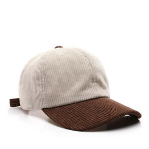 Casquette de baseball en velours côtelé personnalisable, sangle réglable, visière incurvée, bicolore, style streetwear décontracté, logo personnalisé, vente en gros - Product Image 1