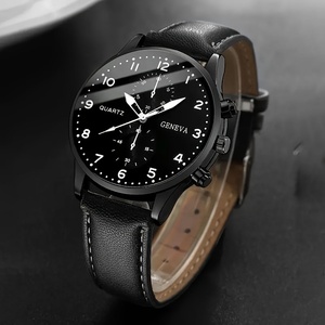 5pcs/set <b>Black</b> Men <b>Watch</b> Set Fashionable Man <b>Watches</b> With Leather Bracelets - Product Image 2