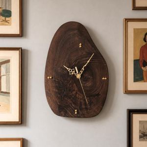 Unique Walnut Wood Clock – Handmade Sculptural <b>Table</b> & Wall Clock, One of a Kind Natural Edge Wooden Clock, Modern Rustic Home D - Product Image 3