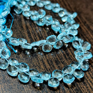 Topacio Azul Natural de 6-7 mm, Cuentas Briolette en Forma de Corazón, Sin Tratar, Sky BT, 8 Pulgadas - Product Image 6