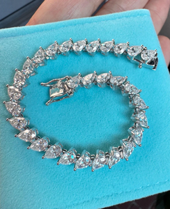 Pulsera de tenis de plata de ley 925 con moissanita, diseño de corazón, cadena de eslabones, para regalo de boda o compromiso - Product Image 3